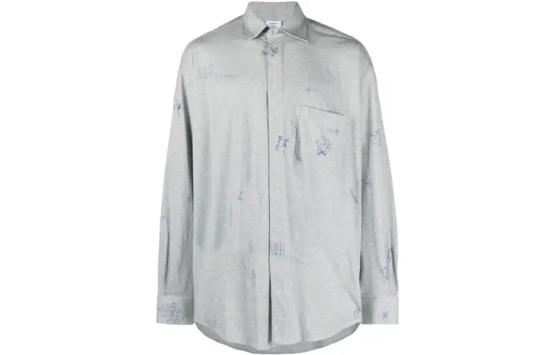 Vetements Shirts Unisex Gray Pointed Collar Moderate Shirt