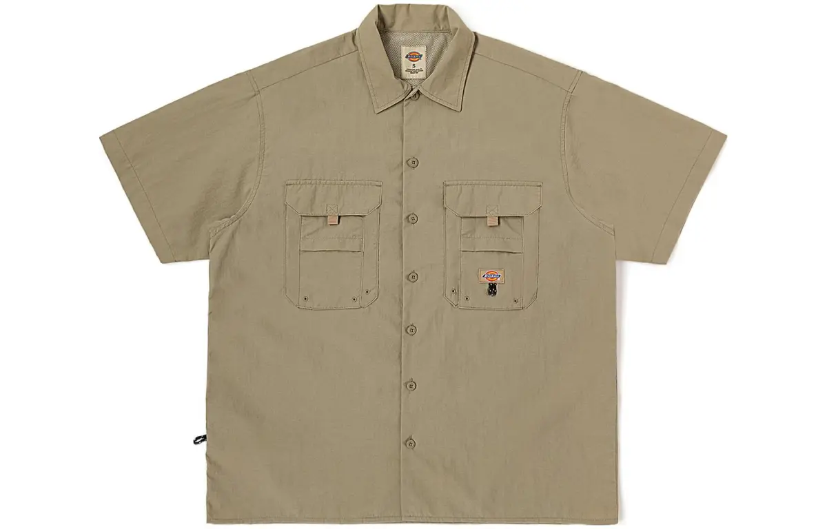 Dickies Shirts Men's Khaki Pointed Collar Moderate Workwear
