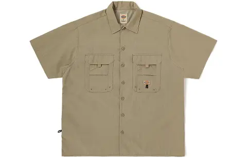 Dickies Shirts Men's Khaki Pointed Collar Moderate Workwear