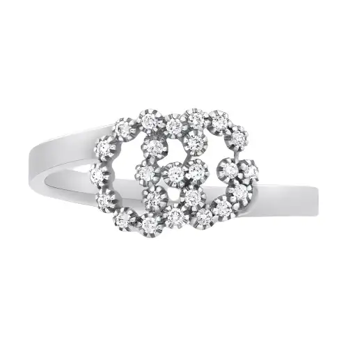 Gucci 18K white gold Double G diamond ring