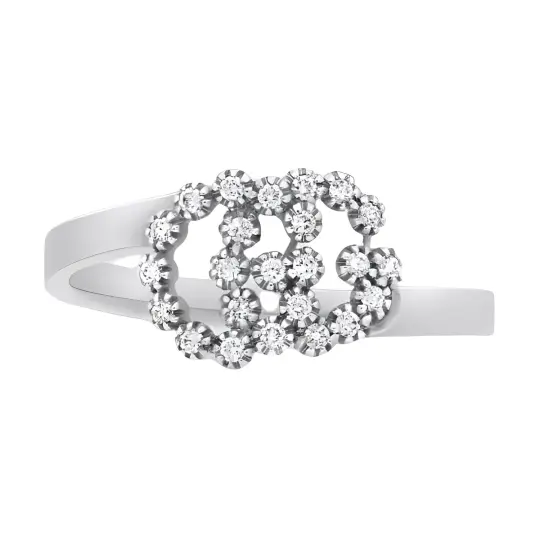 Gucci 18K white gold Double G diamond ring