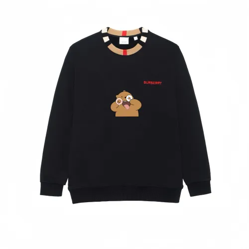 Burberry Multicolor Letter Embroidery Crew Neck Long Sleeved Sweatshirt Unisex Black