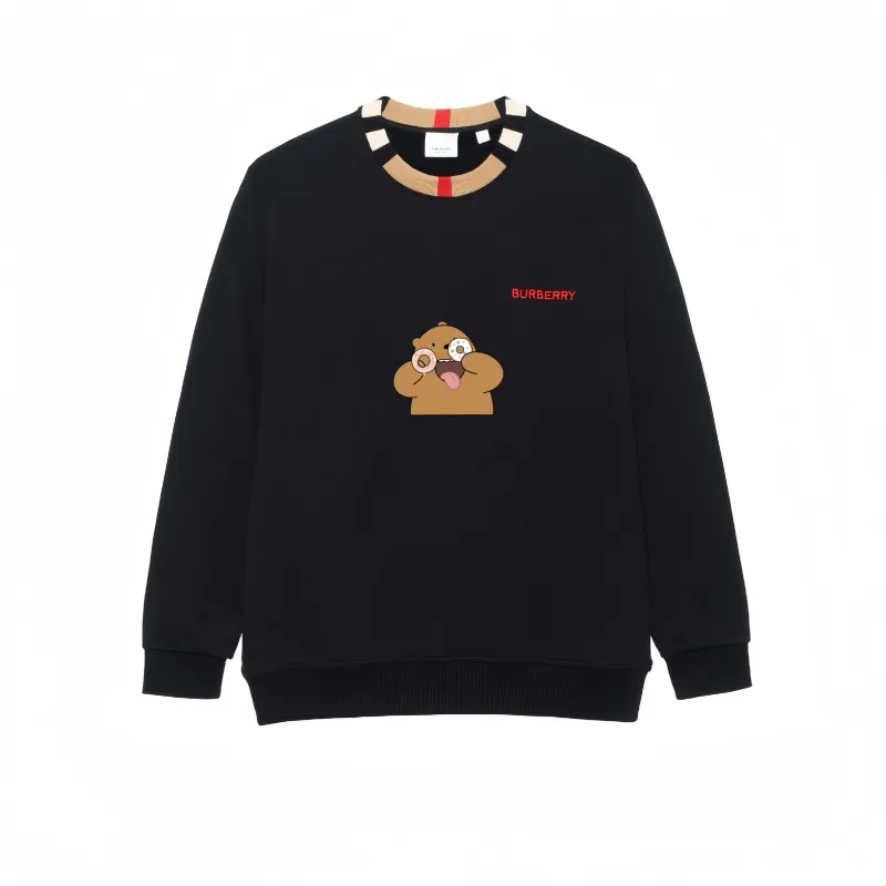 Burberry Multicolor Letter Embroidery Crew Neck Long Sleeved Sweatshirt Unisex Black