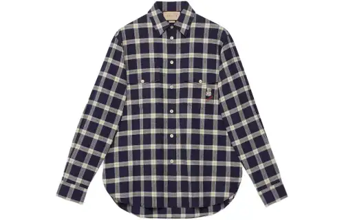 GUCCI Shirts Men's Blue Lapel Moderate Other