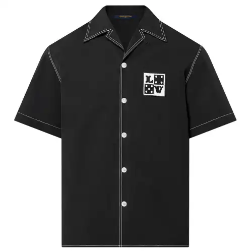 LOUIS VUITTON Embroidered Short Sleeved Cotton Shirt