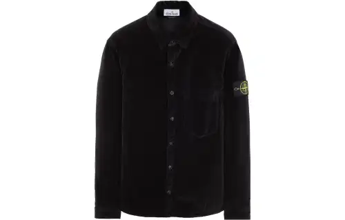 STONE ISLAND Shirts Men's Black Pointed Collar Moderate Other