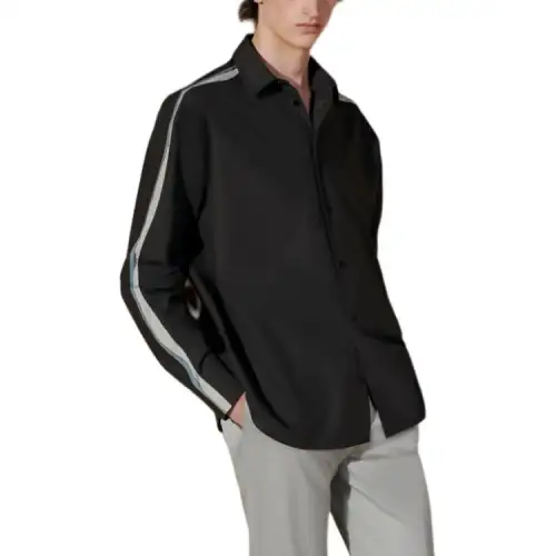 HERMES Shirts Men's Black Lapel Moderate Other