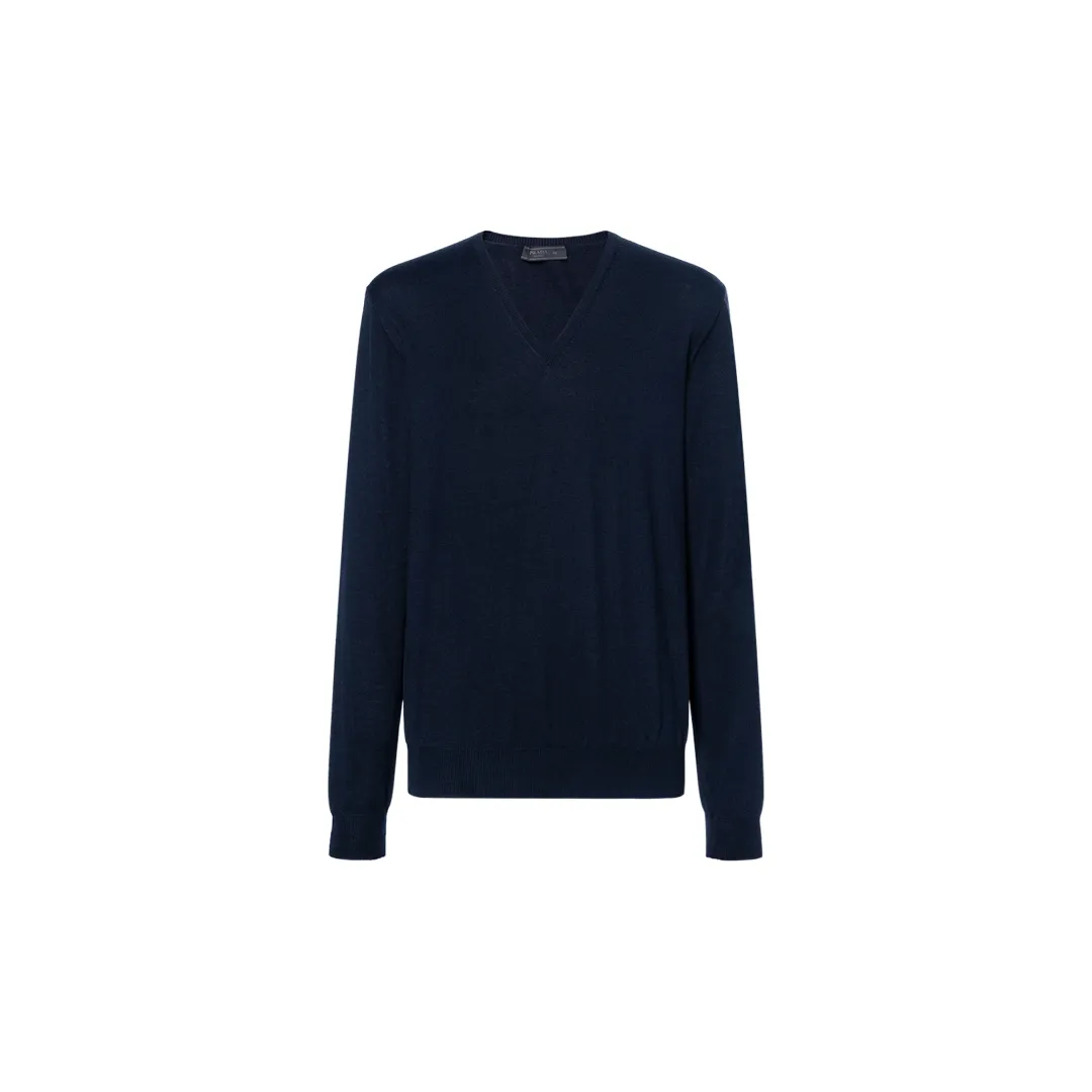 PRADA Sweaters Men's Blue V Neck Moderate Other
