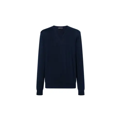 PRADA Sweaters Men's Blue V Neck Moderate Other
