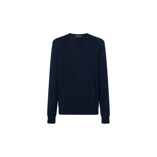 PRADA Sweaters Men's Blue V Neck Moderate Other