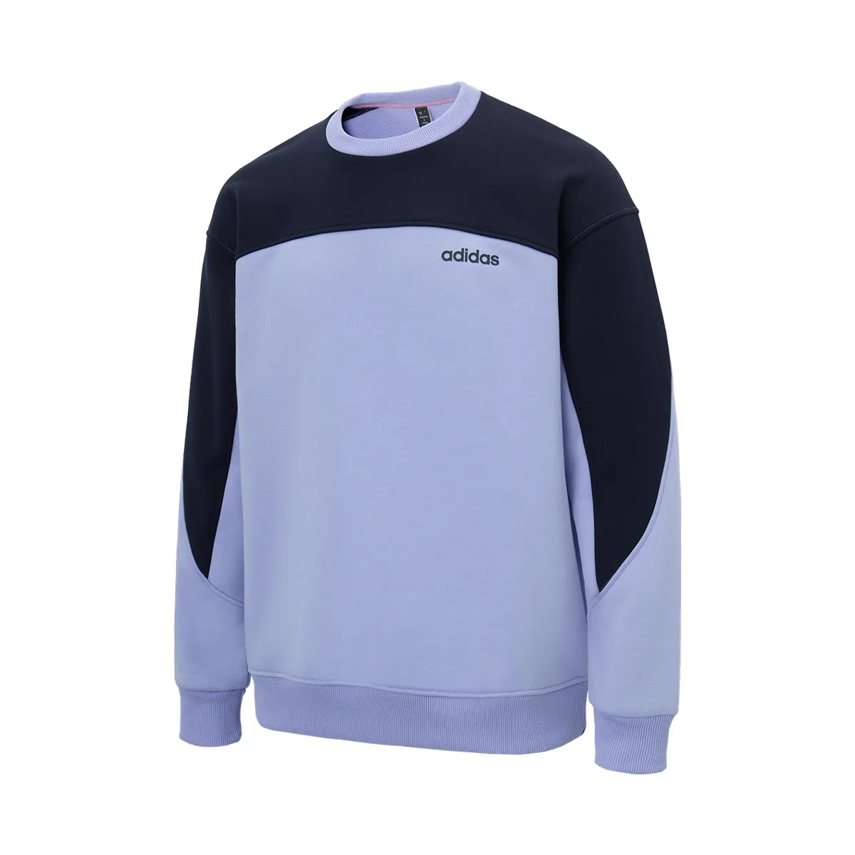Adidas Patchwork Pullover Fleece Lined Thermal Crew Neck American Vintage Sweatshirt Unisex Light Purple