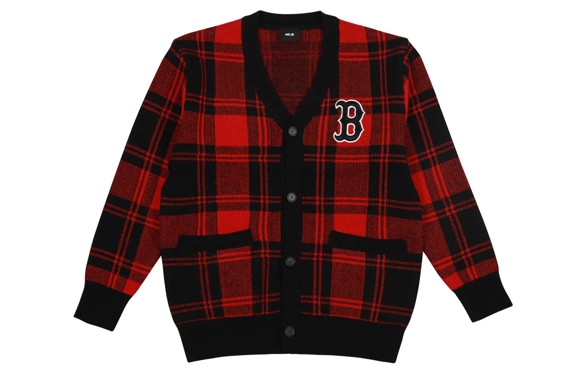 MLB Sweaters Unisex Red V-neck Moderate Cardigan