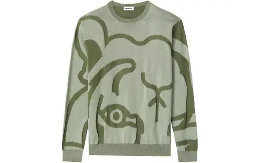 KENZO Sweaters Men's Gray Green Crew Neck Moderate Other