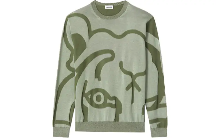 KENZO Sweaters Men's Gray Green Crew Neck Moderate Other