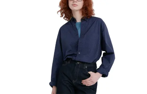 UNIQLO Shirts Men's Dark Blue Pointed Collar Moderate Other