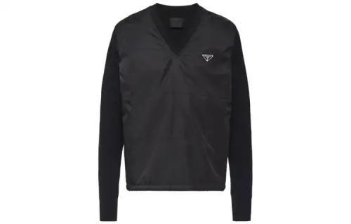 PRADA Sweaters Men's Black V Neck Moderate Other