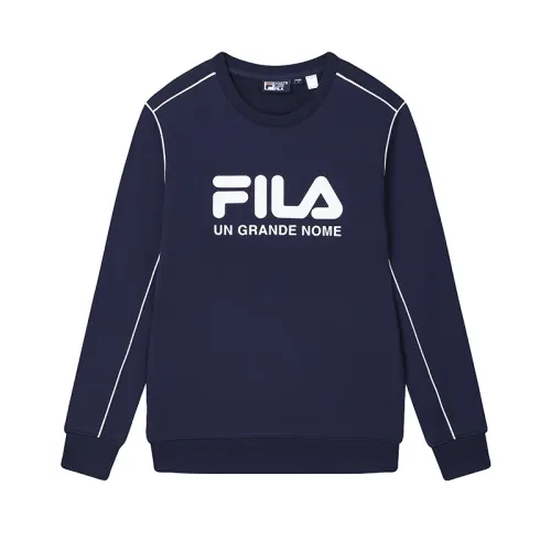 FILA ORIGINALE Fashion Comfortable Knitted Fabric Fleece Lined Pullover Sweatshirt Men's Ink Pink