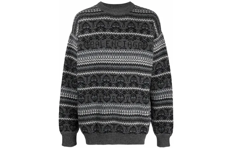 Balenciaga Sweaters Men's Gray Crew Neck Moderate Base Layer