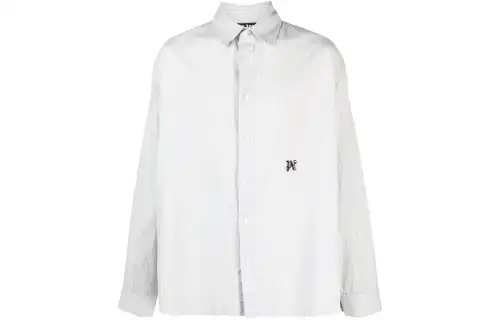 Palm Angels monogram-embroidered striped shirt