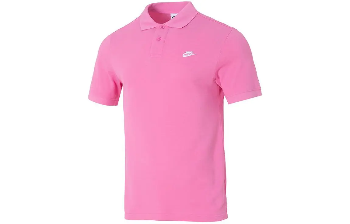 Nike Polo Shirts Men's Pink Polo Collar Moderate