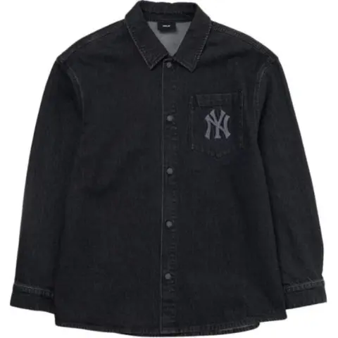 MLB New York Yankees Denim Coopers Mega Logo New York Yankees Denim Shirts Shirt Unisex Black