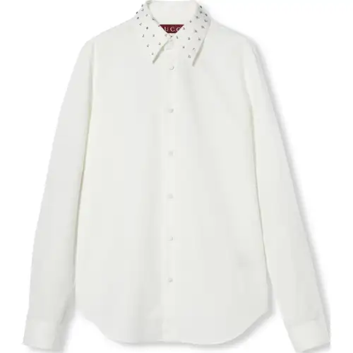 GUCCI Shirts Men's White Pointed Collar Moderate Other