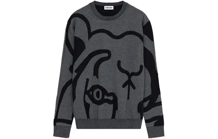 KENZO Sweaters Men's Coal Black Crew Neck Moderate Other