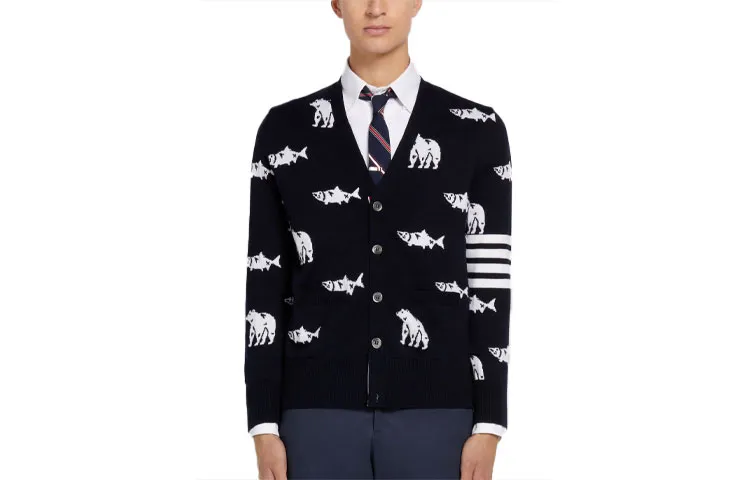 THOM BROWNE Sweaters Men's Black V Neck Moderate Other