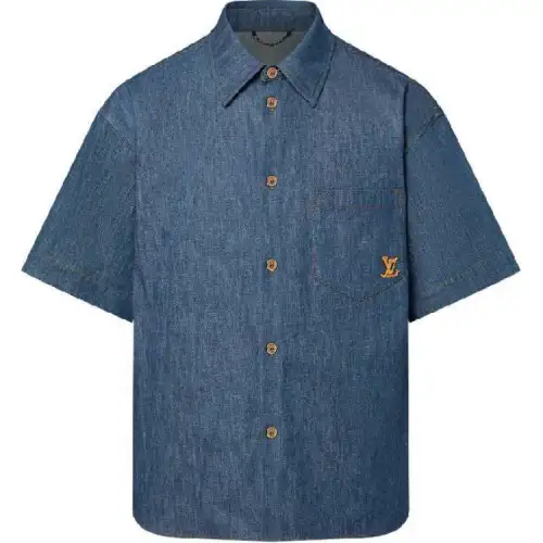 Lv Short Sleeved Cotton Chambray Shirt
