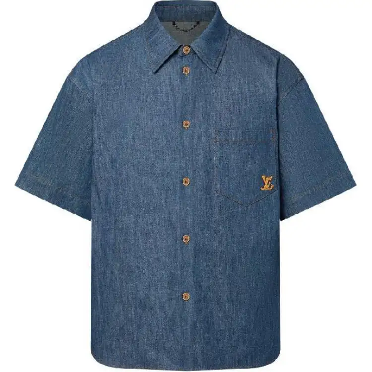 Lv Short Sleeved Cotton Chambray Shirt