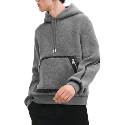 HERMES Sweatshirts Men's Gray Hooded Moderate Regular