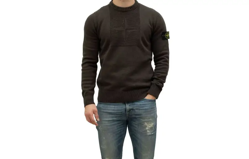 STONE ISLAND Sweaters Men's Dark Brown Crew Neck Moderate Other