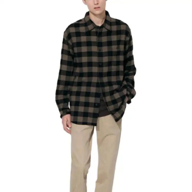 UNIQLO Shirts Unisex Dark Umber Lapel Moderate Other