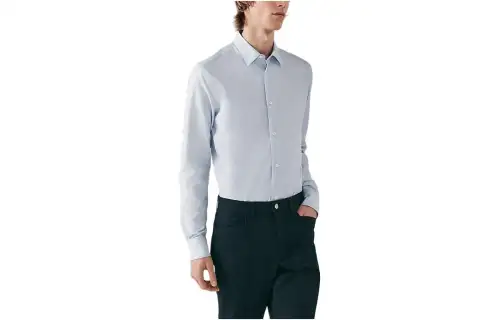 HERMES Shirts Men's Light Blue Lapel Moderate Other
