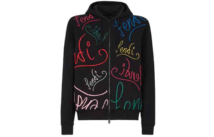 Мужской свитер Fendi Logo Hoodie (черный)