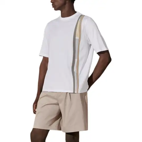 HERMES T Shirts Men's White Crew Neck Moderate Straight Fit