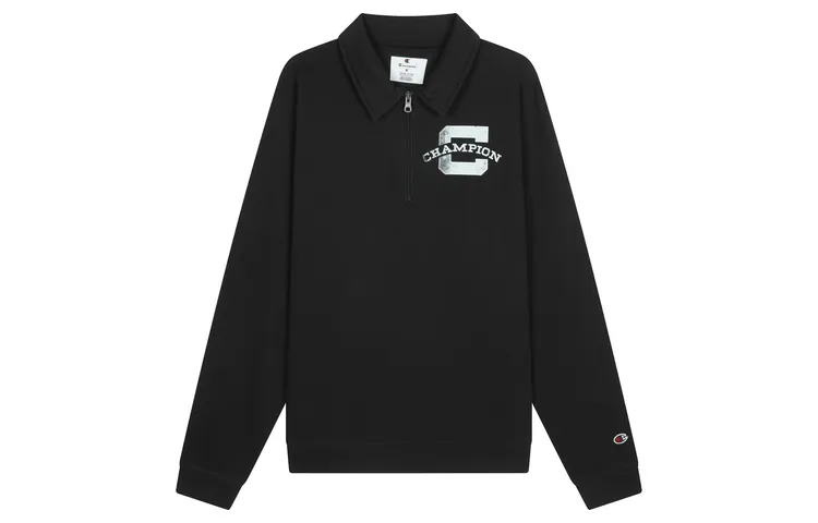 Champion FW24 OG Sport Champion Large C Letter Logo Distressed Print Half Zip Lapel Loose Fit Thickened Fleece Lined