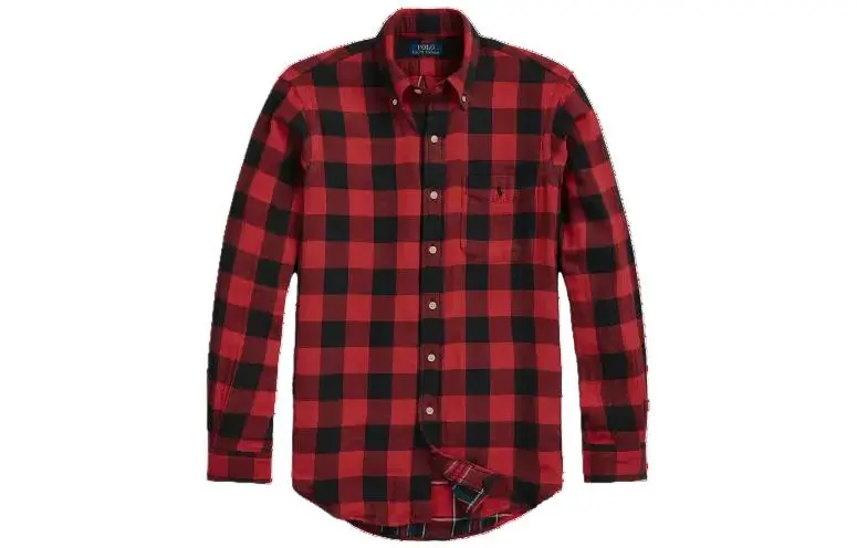 Polo Ralph Lauren FW23 Classic Fit Checked Double Faced Shirt Classic Version Men's Red