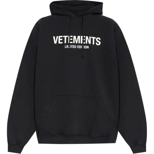 Vetements Drawstring Logo Printed Hoodie