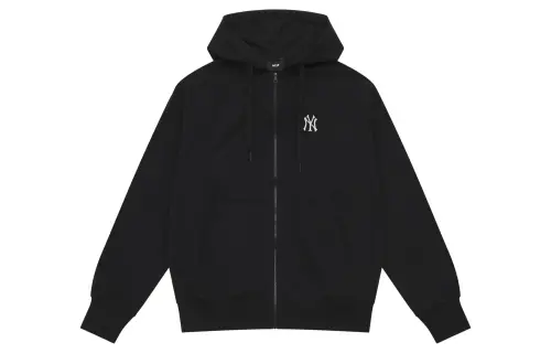 MLB Base sports long-sleeve with zipper, hoody, cardigan, black sweatshirt for men and women, with embroidery, with your logo imprint