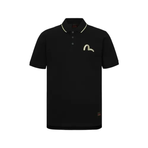 EVISU Polo Shirts Men's Black Polo Collar Moderate Straight Fit