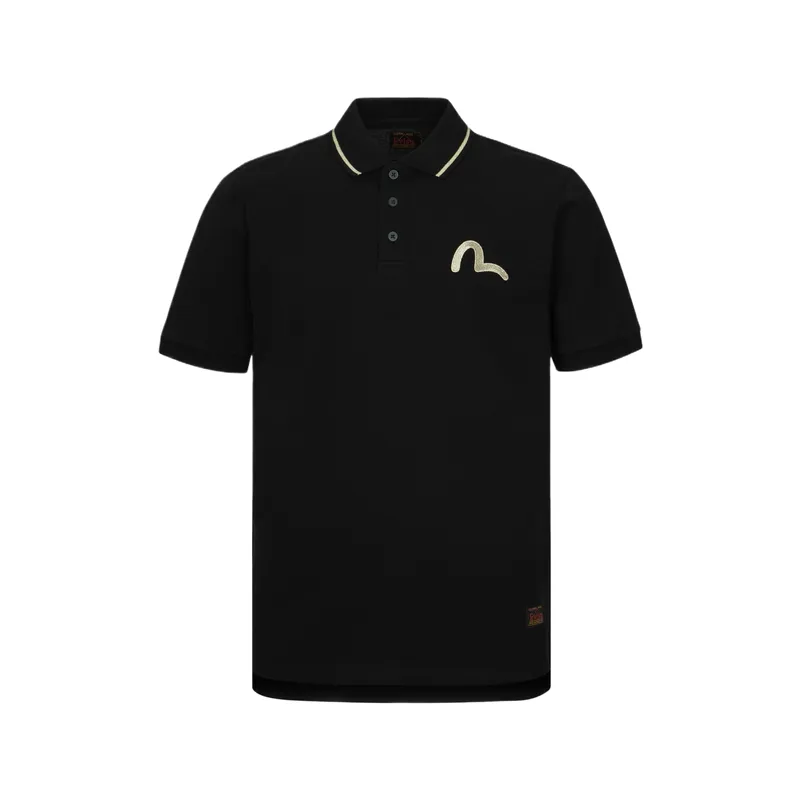 EVISU Polo Shirts Men's Black Polo Collar Moderate Straight Fit
