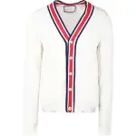 GUCCI Sweaters Men's Ecru V Neck Moderate Cardigan