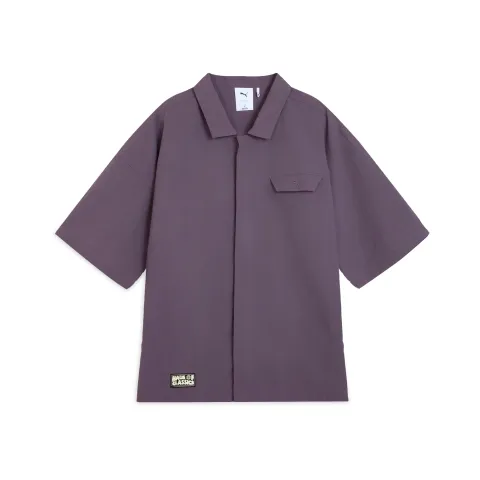 PUMA Classics Woven Shirt Unisex Charcoal Gray Purple