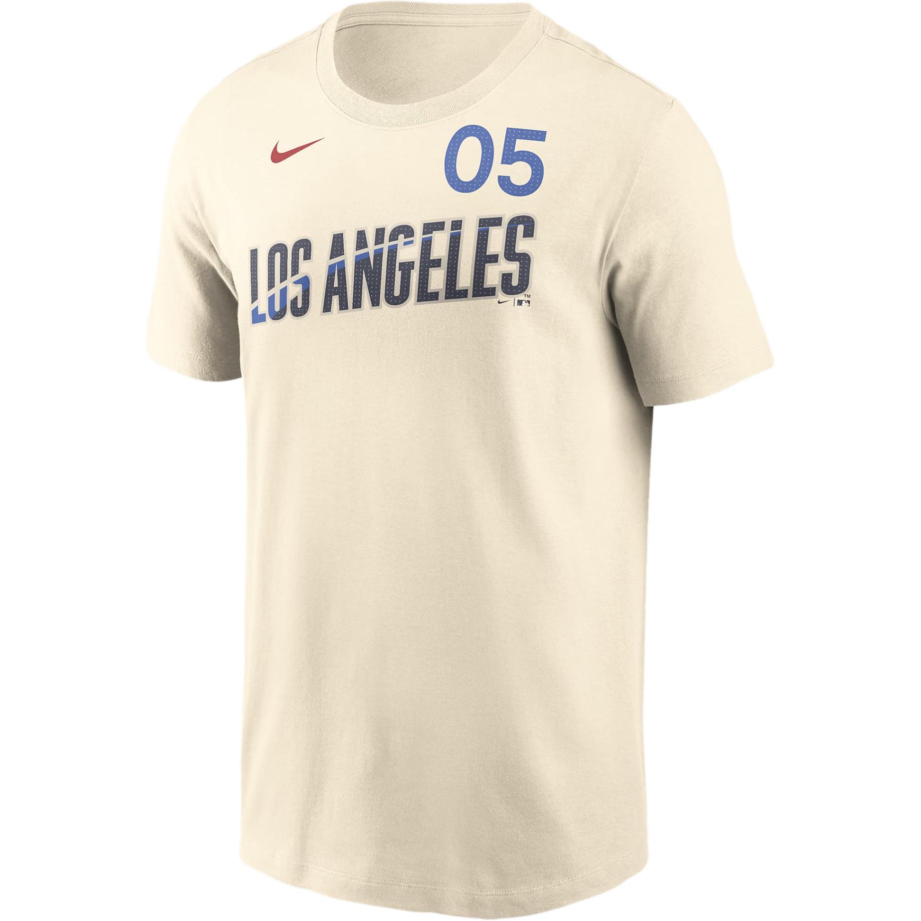 Nike X MLB joint model Los Angeles Dodgers Freddie Freeman City Connect Fuse soft and comfortable casual sports short-sleeved T-shirt men's cream color