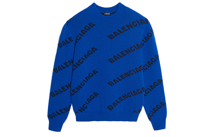 Balenciaga Sweaters Men's Blue Crew Neck Moderate Other