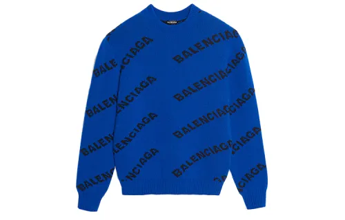 Balenciaga Sweaters Men's Blue Crew Neck Moderate Other
