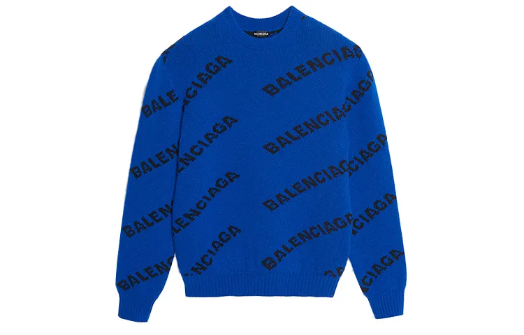 Balenciaga Sweaters Men's Blue Crew Neck Moderate Other