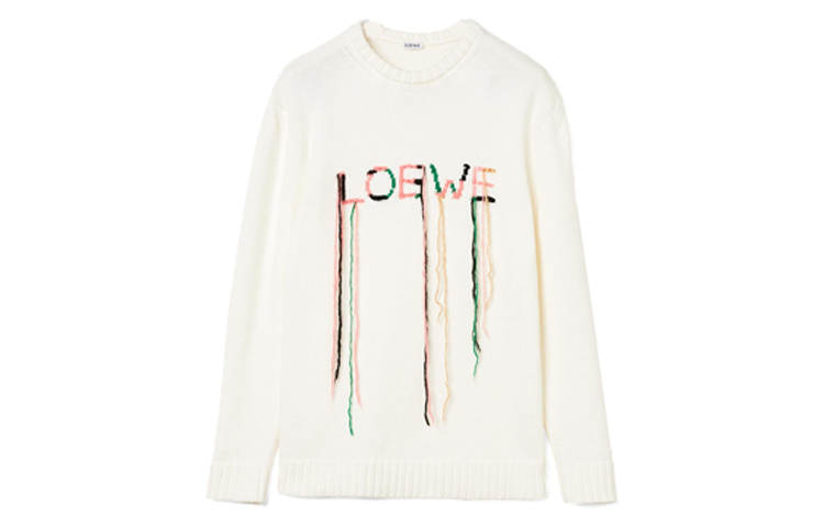 LOEWE Sweaters Men's White Crew Neck Moderate Other