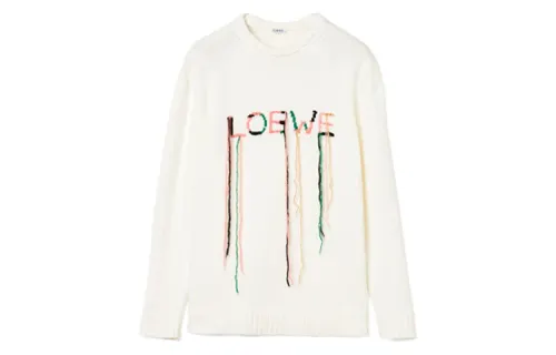 LOEWE Sweaters Men's White Crew Neck Moderate Other
